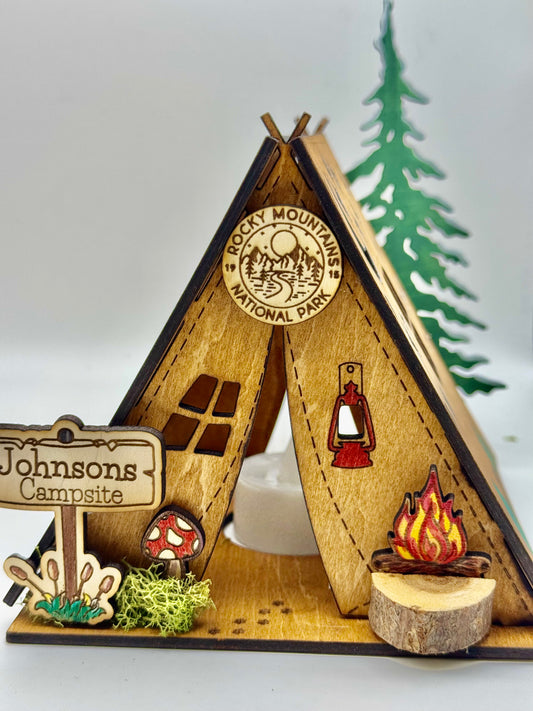 Personalized National Park Themed wooden Tent Night Light, keepsake Unique gift Wedding Showers