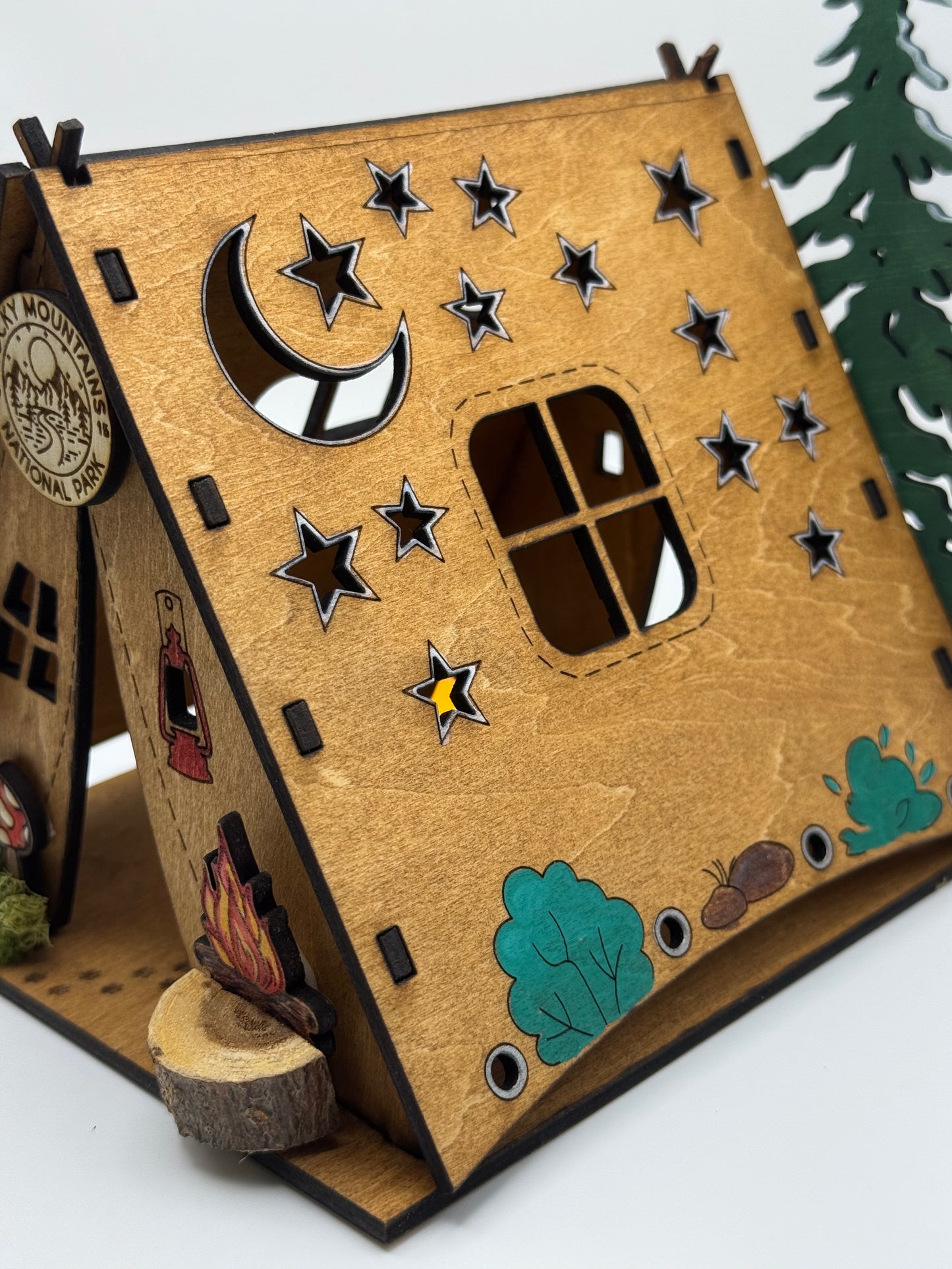 Personalized National Park Themed wooden Tent Night Light, keepsake Unique gift Wedding Showers