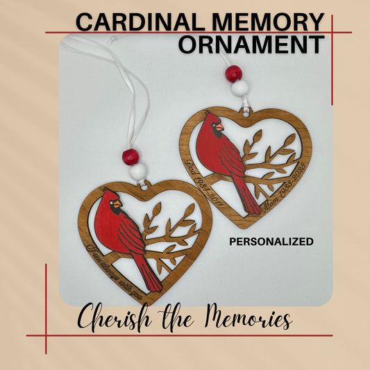 Personalized Memorial Ornament Cardinal Design Remembrance Gift for family best friend Boss Sympathy Gift Boxed Bereavement gift