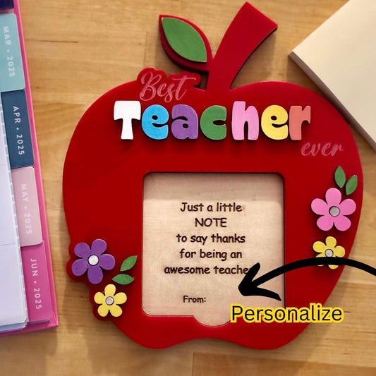 Personalized Teacher gift Custom Sticky notepad Holder Teacher name gift student gift for Teacher Teacher appreciation gift end of school