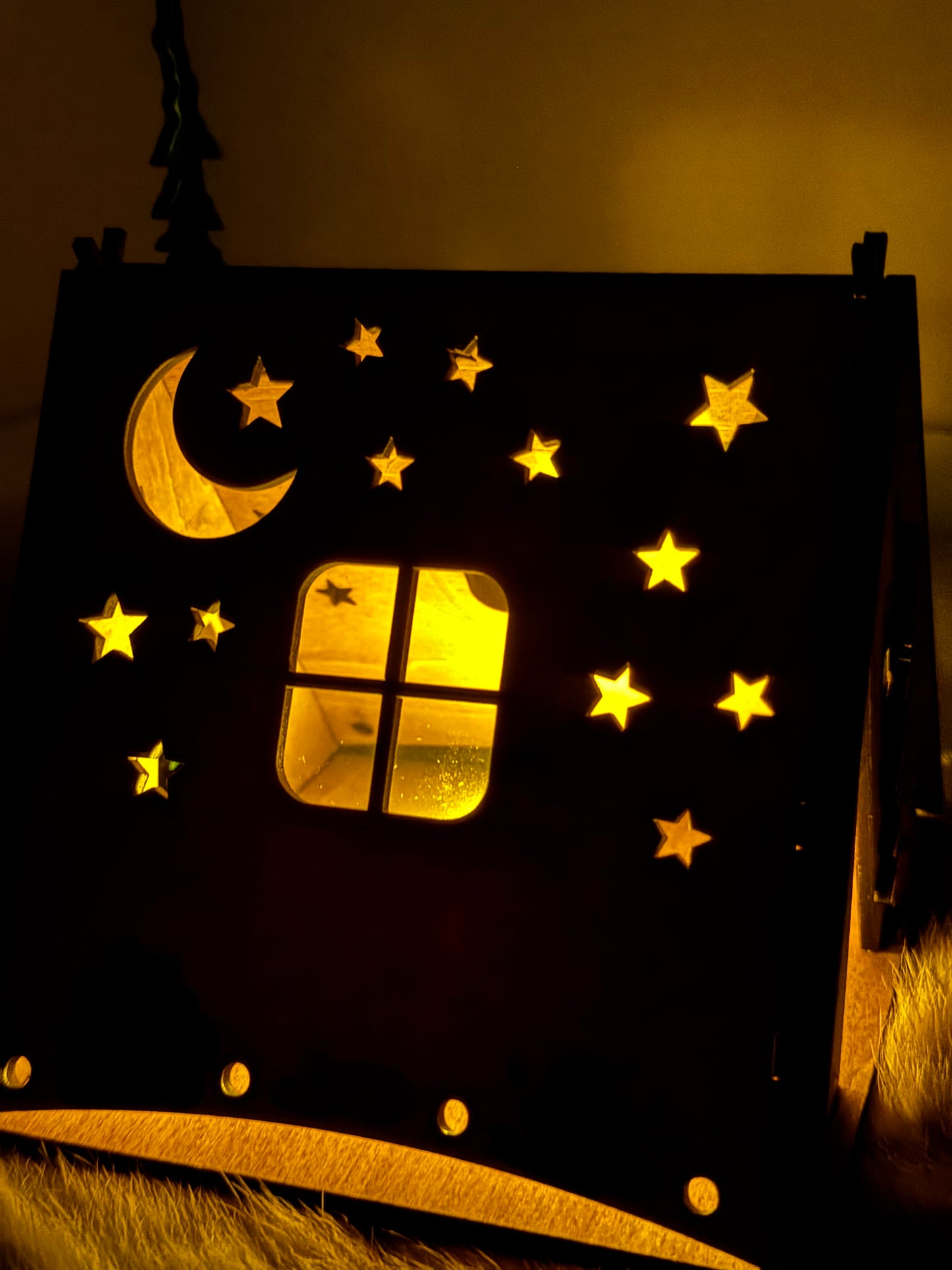 Wooden Tent Night Light Great for Rustic Lodge Decor Table Centerpiece Boss home office gift camping gift Tree Star moon Pattern Lamp