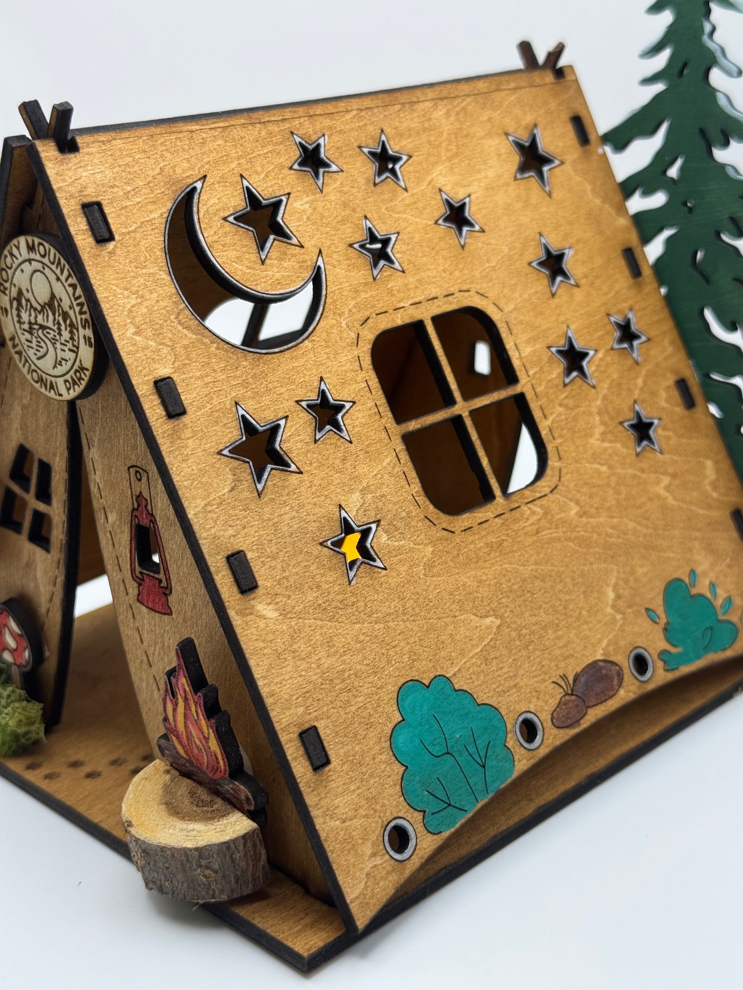 Personalized National Park Themed wooden Tent Night Light, keepsake Unique gift Wedding Showers