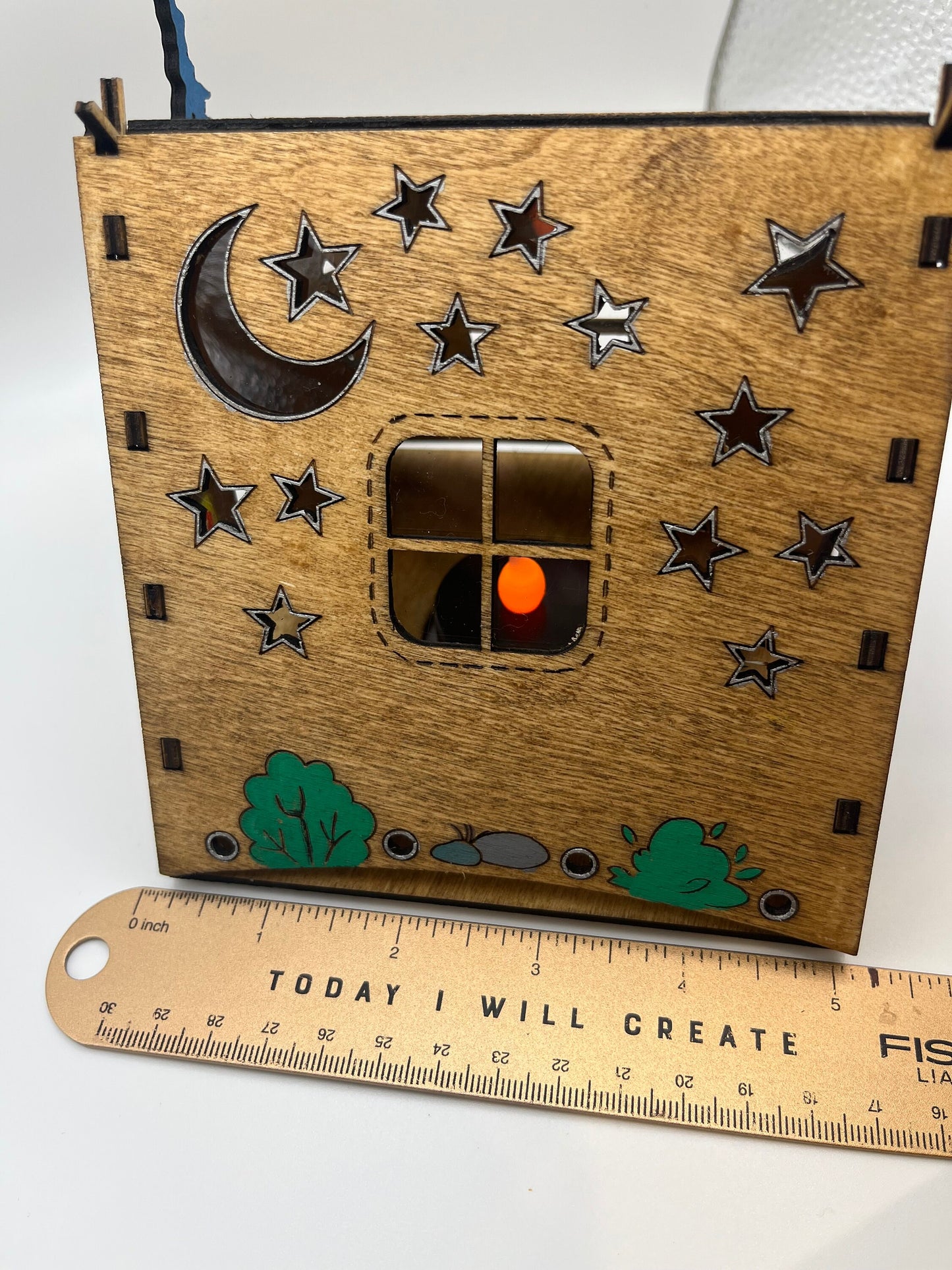 Wooden Tent Night Light Unique gift for Boss home office Rustic Table centerpiece wood lodge decor camping gift Tree star moon pattern lamp