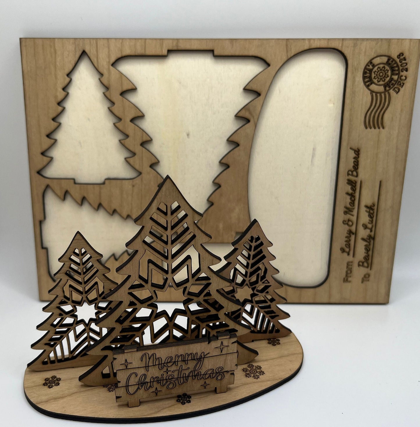 Personalized Christmas Card keepsake gift 3D popup Christmas card a memorable Christmas gift Christmas Tree Decor natural wood easy to store