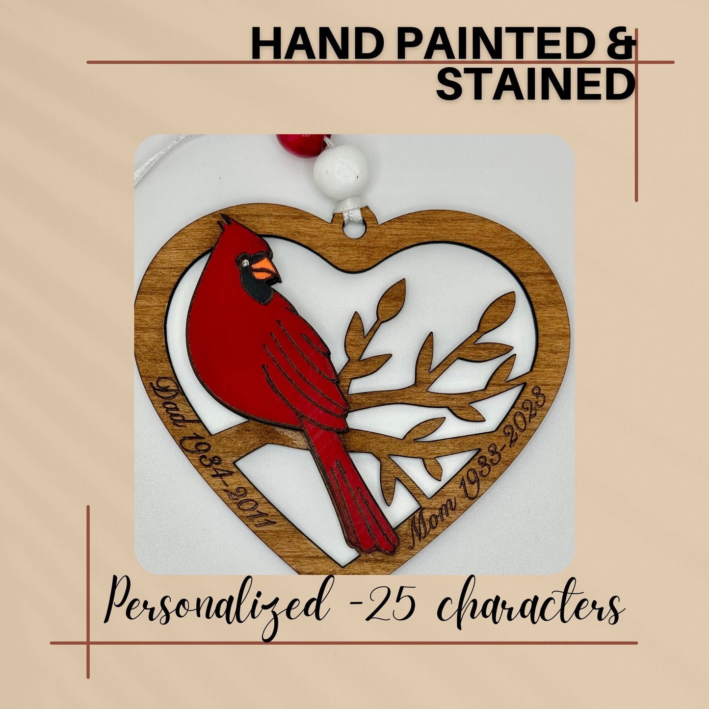 Personalized Memorial Ornament Cardinal Design Remembrance Gift for family best friend Boss Sympathy Gift Boxed Bereavement gift