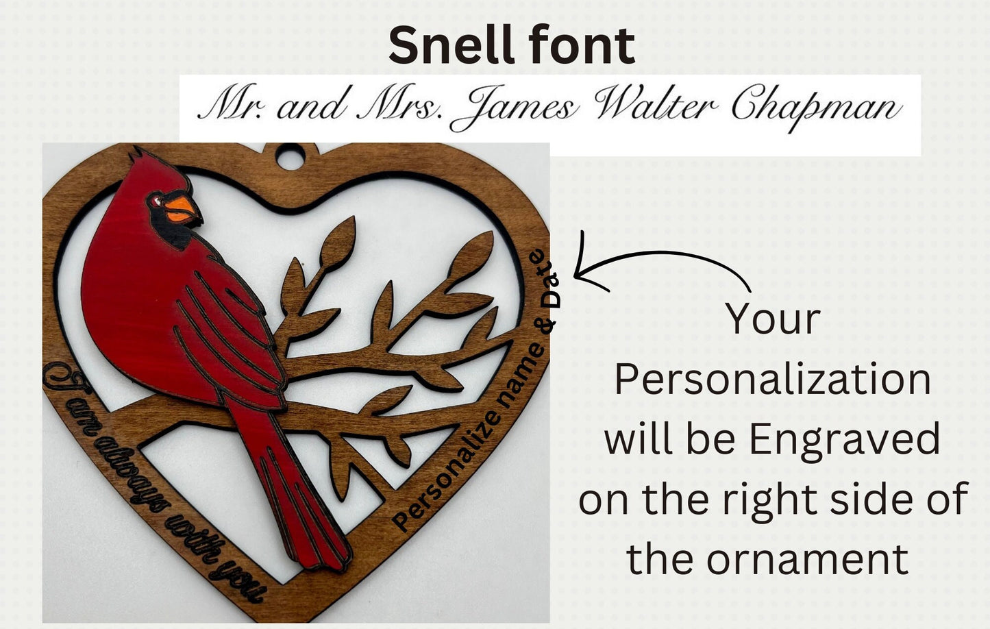 Personalized Memorial Ornament Cardinal Design Remembrance Gift for family best friend Boss Sympathy Gift Boxed Bereavement gift