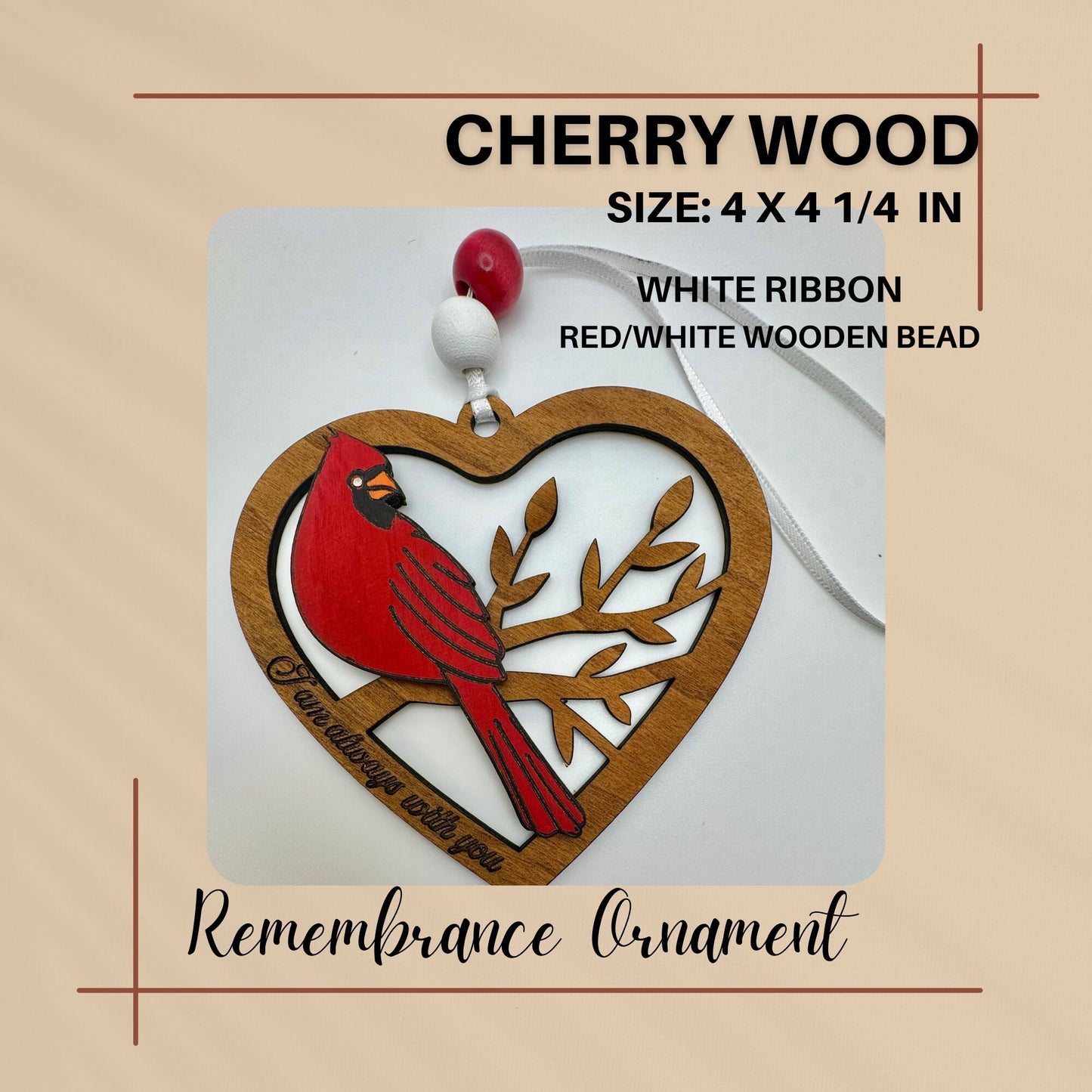 Personalized Memorial Ornament Cardinal Design Remembrance Gift for family best friend Boss Sympathy Gift Boxed Bereavement gift